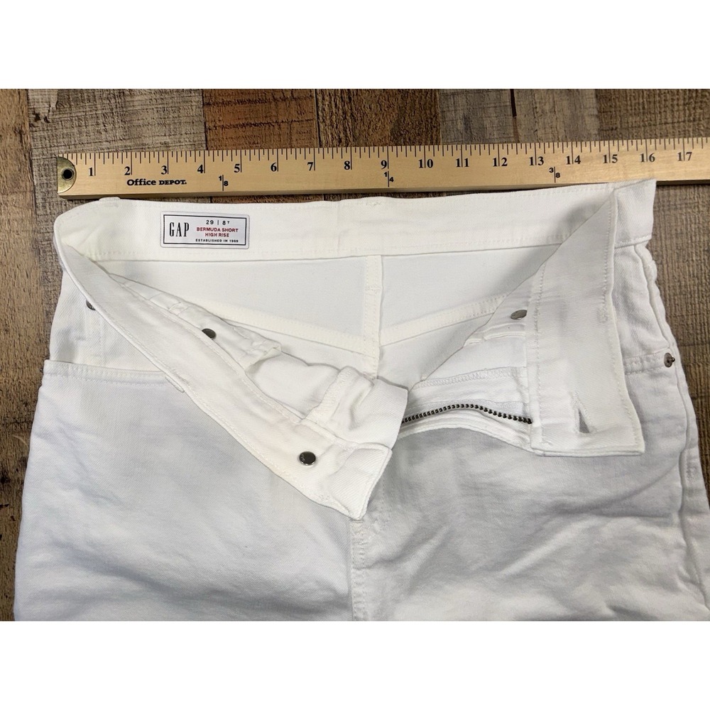 LOT OF 2 GAP Bermuda Shorts Women's 29/8T High Rise Denim White Blue Jean - Picture 6 of 15